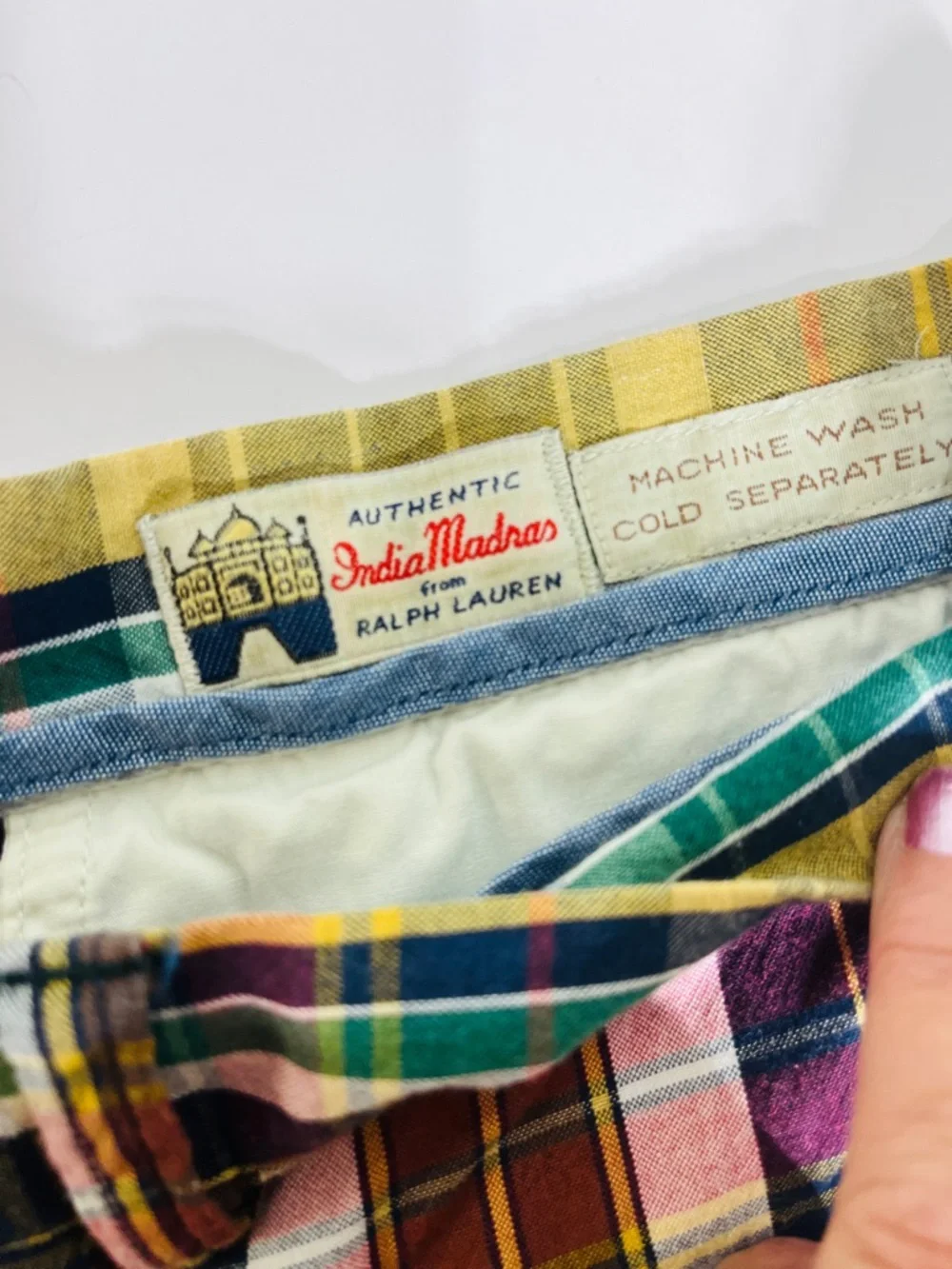 Vintage India Madres Ralph Lauren Men's Multicolor Plaid Shorts 31